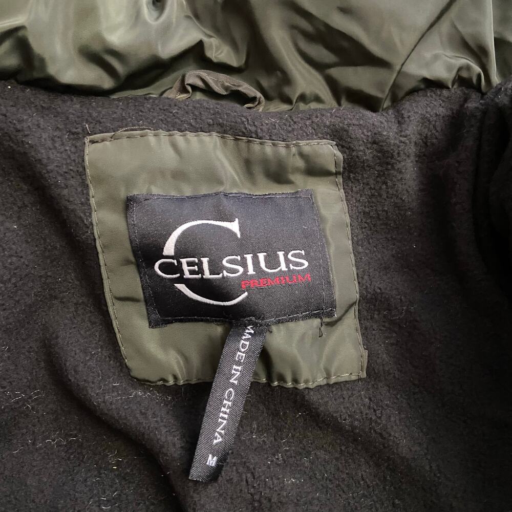 Celsius Green Hooded Puffer Coat With Fleece Lining & Gold Trim, Sz M--NWT - Picture 8 of 10